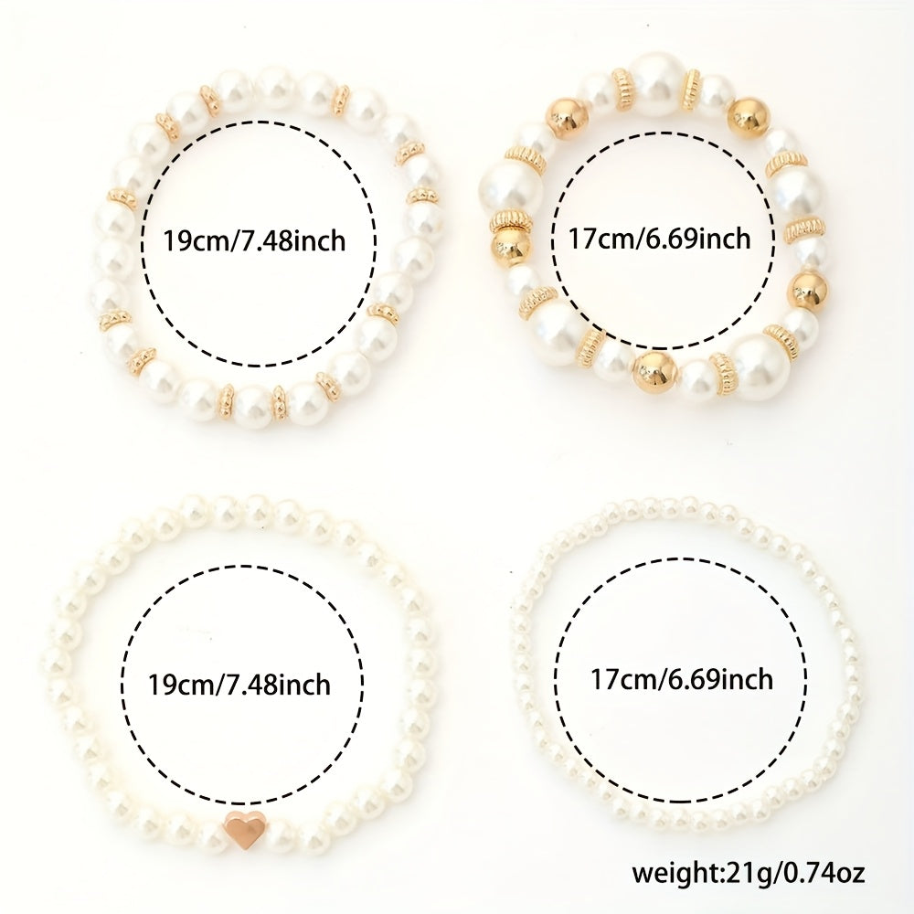 Ensemble de bracelets raffinés en forme de cœur ornés de perles