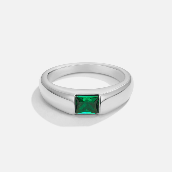 Anneau en argent avec émeraude Ember