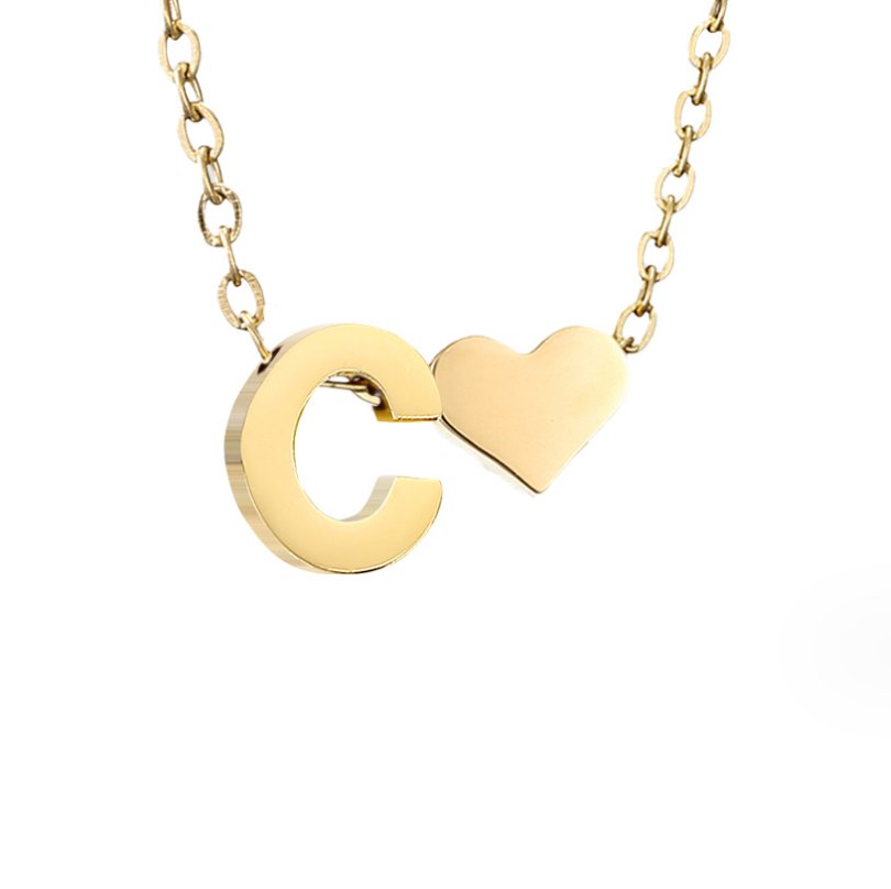Collier Intemporel avec Pendentif en Forme de Cœur et Initiale