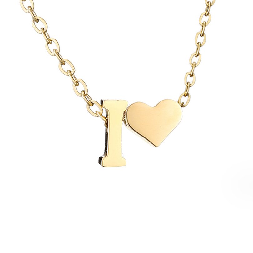Collier classique avec initiales et pendentif cœur