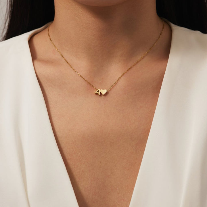 Collier Personnalisé Initiale et Cœur