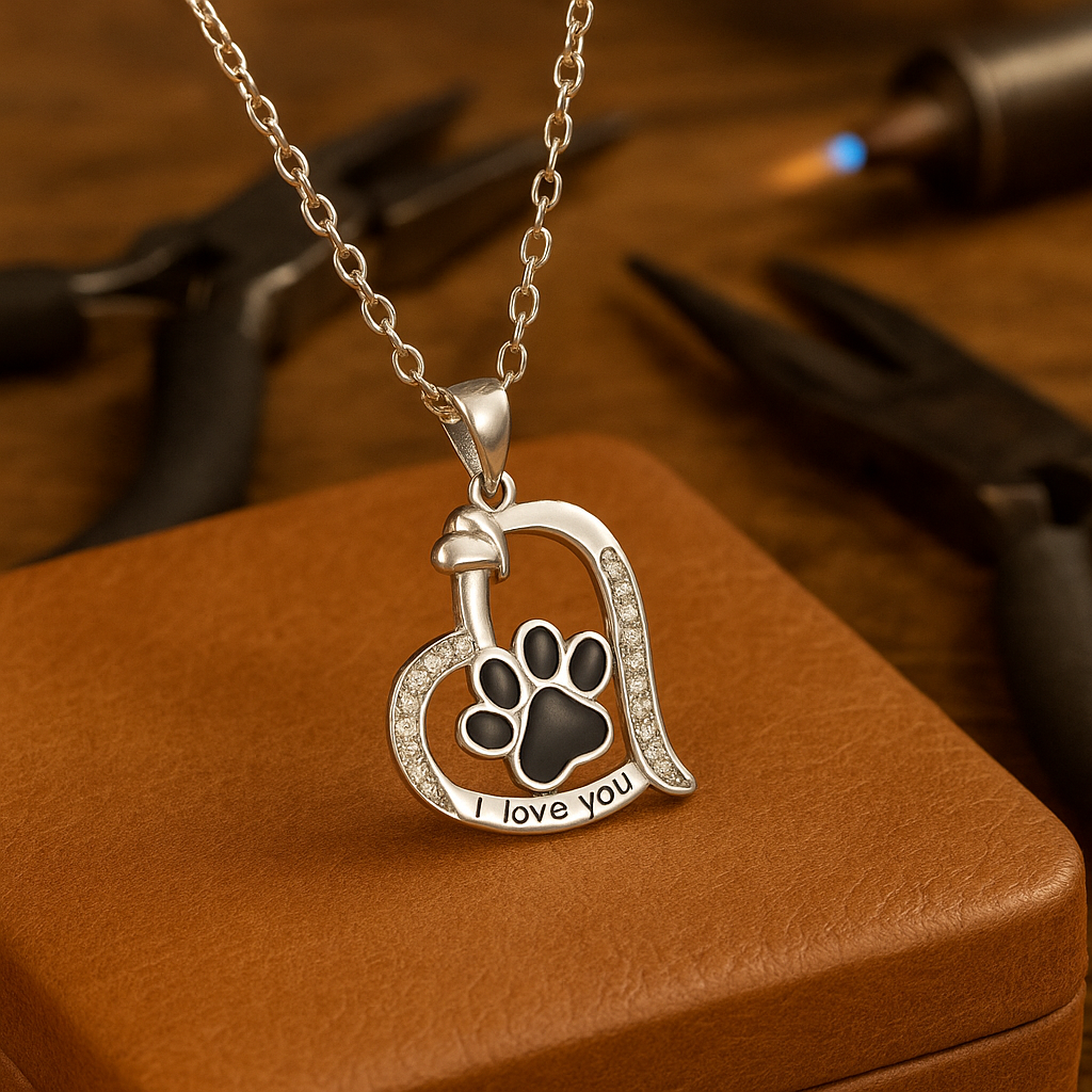 Collier avec Pendentif en Forme d'Empreinte de Patte