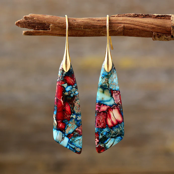 Boucles d'oreilles en pierres multicolores