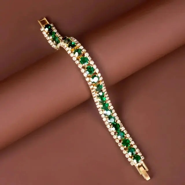 Bracelet Émeraude et Doré
